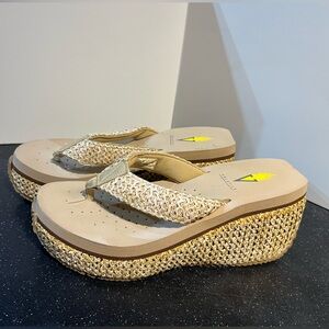 Volatile Gold Wedge Sandals